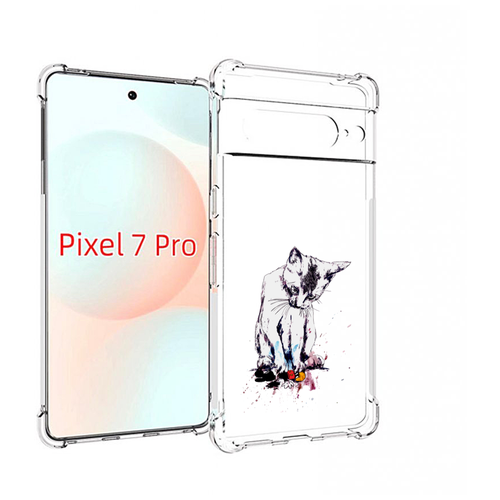 Чехол MyPads кот и микки для Google Pixel 7 Pro задняя-панель-накладка-бампер