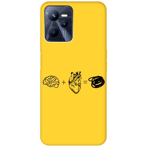 Силиконовый чехол на Realme C35 / Рилми С35 Silky Touch Premium с принтом Brain Plus Heart желтый силиконовый чехол на realme c35 рилми с35 silky touch premium желтый