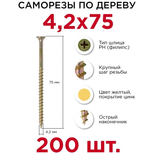 Саморезы Профикреп 4,2 х 75 мм, 200 шт