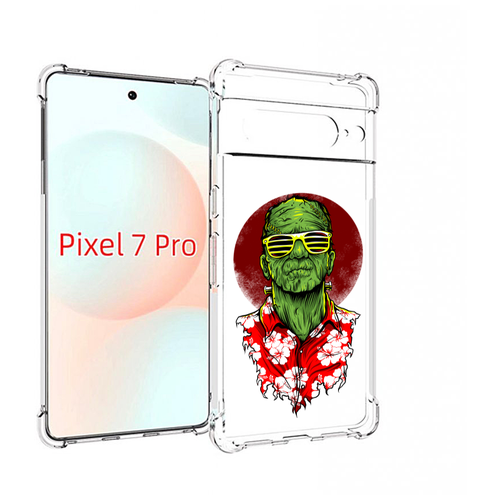 Чехол MyPads крутой зеленый мужчина в очках для Google Pixel 7 Pro задняя-панель-накладка-бампер