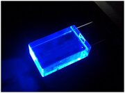 Прямоугольная стеклянная флешка под гравировку 3D логотипа (64 Гб / GB USB 2.0 Синий/Blue cristal-01 apexto UL5030 LED)