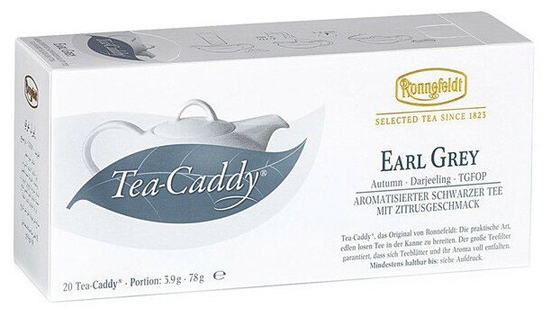 Ronnefeldt Чай Tea-Caddy Earl Grey черный листовой апроматизированный с бергамотом в в сашетах на чайник 20 шт х 3,9г. - фотография № 3