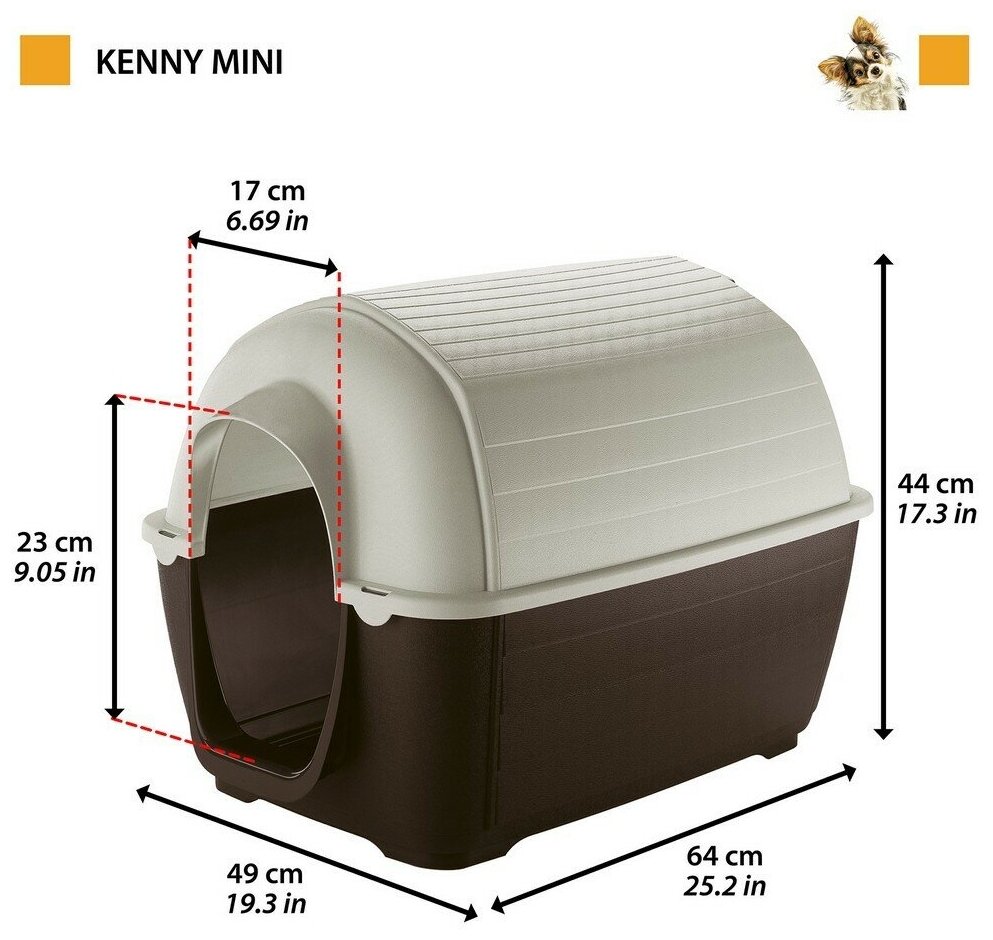 Будка для собак Ferplast Kenny Mini 40х66х40 см коричневый/белый - фотография № 10