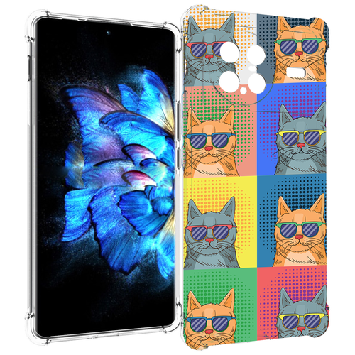 Чехол MyPads разноцветные-коты для Vivo X Note 5G задняя-панель-накладка-бампер