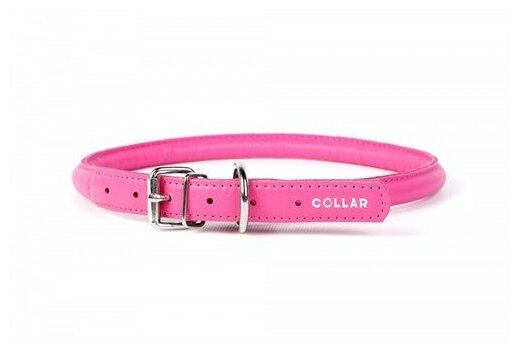 Ошейник "CoLLaR GLAMOUR" круглый, кожаный для собак (ширина 6мм, длина 20-25см) розовый