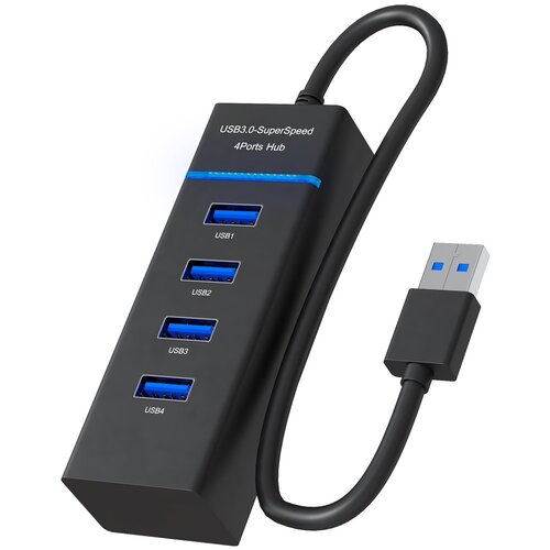 USB 30 концентратор разветвитель хаб GSMIN B30 на 4 порта USB 30 переходник адаптер до 5 Гбитс 20 см Черный 31100₽