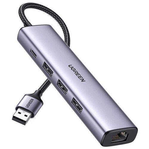 Адаптер UGreen CM475, серый ugreen cable adapter usb network adapter usb 3 0 to rj45 1000 mbps