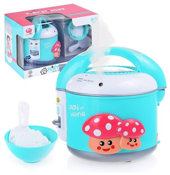 Мультиварка игрушечная детская с паром, подсветкой и звуками готовки / Бытовая техника Oubaoloon QF2903G в коробке