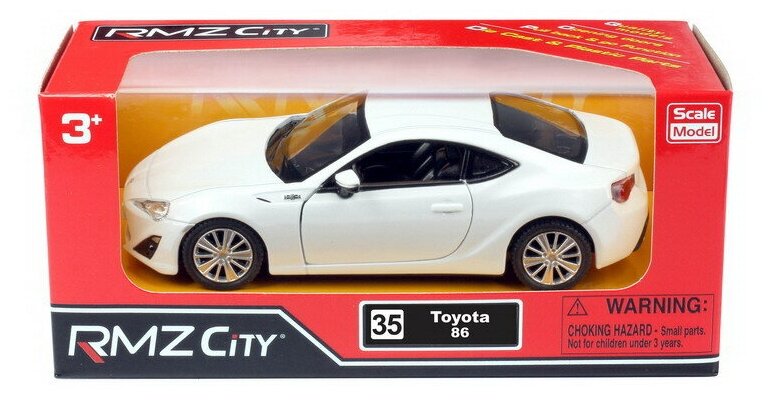 Машина металлическая RMZ City серия 1:32 Toyota FT86, инерционная, цвет белый, двкри открываются 554020-WT