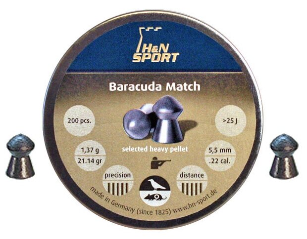 Пули для пневматики H&N Baracuda Match 5,52мм 1,37гр. (200 шт)