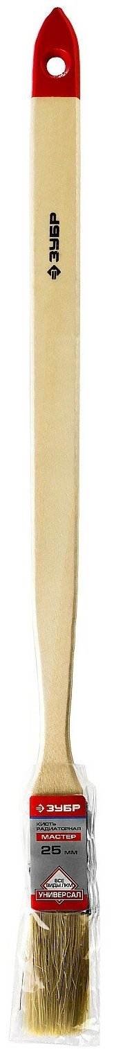 ЗУБР универсал 25 мм, 1″ светлая натуральная щетина, деревянная ручка, Радиаторная кисть, мастер (01041-025) - фотография № 4