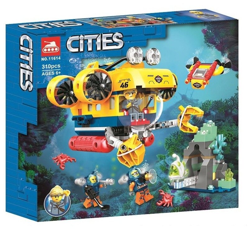 Конструктор Cities / Сити / Город / Океан: исследовательская подводная лодка 11614 / 310 деталей