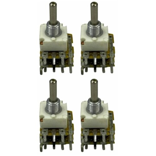 Переменный сдвоенный поворотный резистор с тонкомпенсацией 0,125Вт СП3-33-24 22 кОм Б и В , в комплекте 4 шт (без гаек) (Ф)