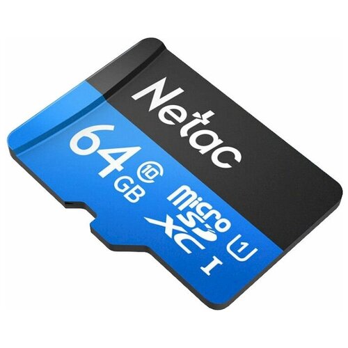 Карта памяти microSDXC UHS-I U1 NETAC P500 64 ГБ, 80 МБ/с, Class 10, NT02P500STN-064G-S, 1 шт, без адаптера карта памяти adata microsdxc 64 гб uhs i u1 r 50 мб с адаптер на sd 1 шт черный