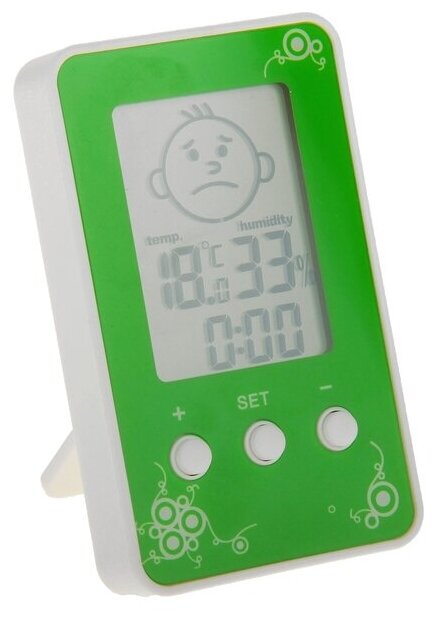 Термометр Luazon LTR-12, электронный, указатель влажности, часы, микс - фотография № 2