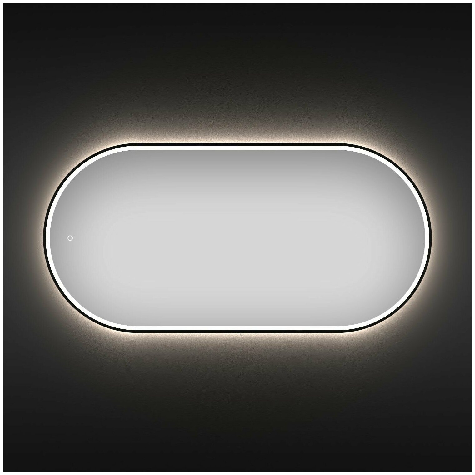 Настенное зеркало в ванную с подсветкой для макияжа Wellsee 7 Rays' Spectrum 172201980 : влагостойкое зеркало 90х45 см с черным матовым контуром