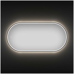 Настенное зеркало в ванную с подсветкой для макияжа Wellsee 7 Rays' Spectrum 172202040 : влагостойкое зеркало 110х55 см с черным матовым контуром