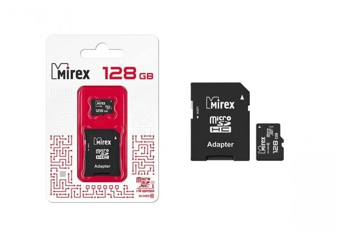 Карта памяти Mirex microSDXC 64 ГБ Class 10, V10, A1, UHS-I U1, R/W 45/25 МБ/с, адаптер на SD, 1 шт., черный - фото №3