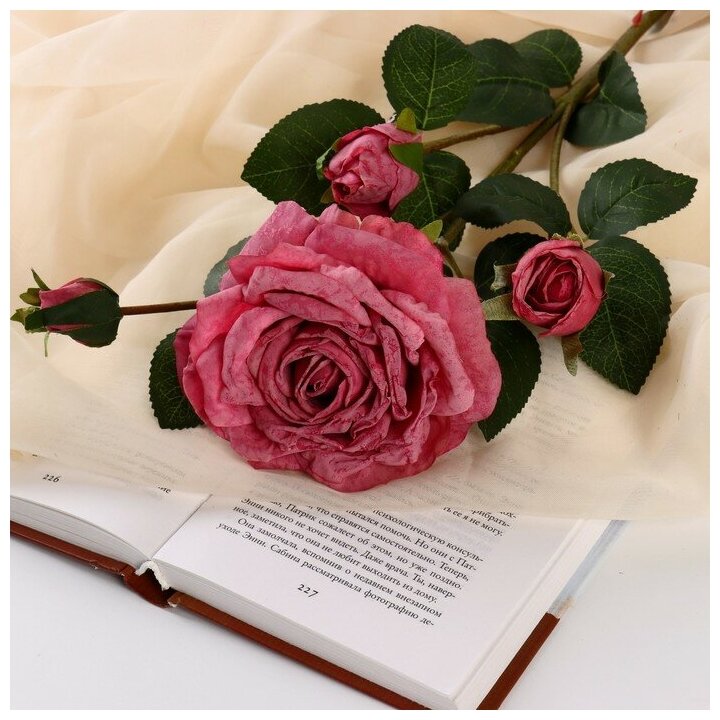Цветы искусственные "Роза изыск" 10х64 см, пепельно-розовый 9222736