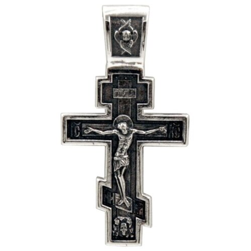 Крестик Малахит, серебро, 925 проба, чернение