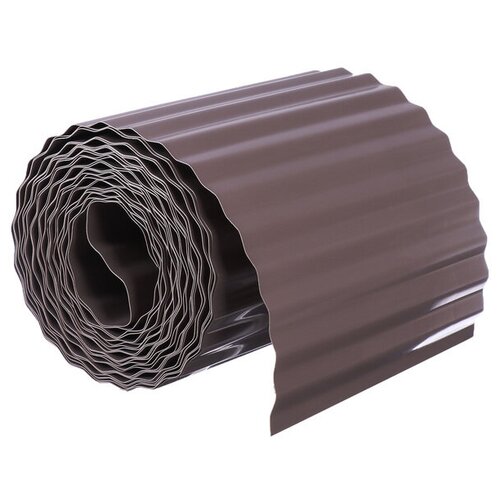 Лента бордюрная, 0.2 × 9 м, толщина 0.6 мм, пластиковая, гофра, тёмно-коричневая лента бордюрная садовая 15 см 9м прямая коричневая