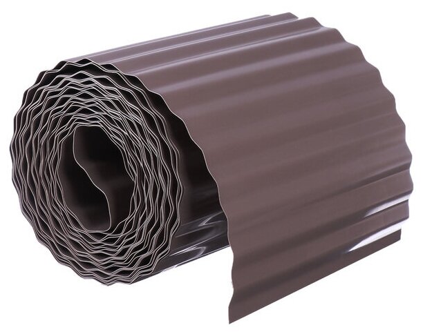 Лента бордюрная 0.2 × 9 м толщина 0.6 мм пластиковая гофра тёмно-коричневая