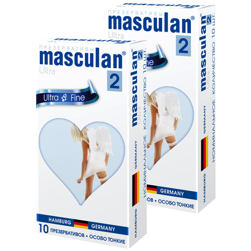 Презервативы masculan 2 Ultra Fine №10, 2 упаковки (20 презервативов,особо тонкие прозрачные с обильной смазкой)