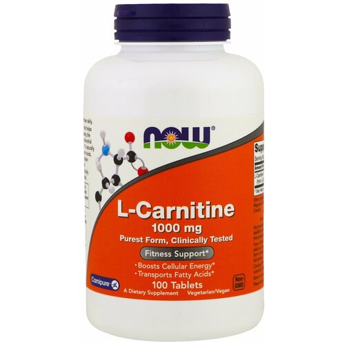 Now L-Carnitine (1000 мг) 100 таблеток now l carnitine 1000 мг 100 таблеток