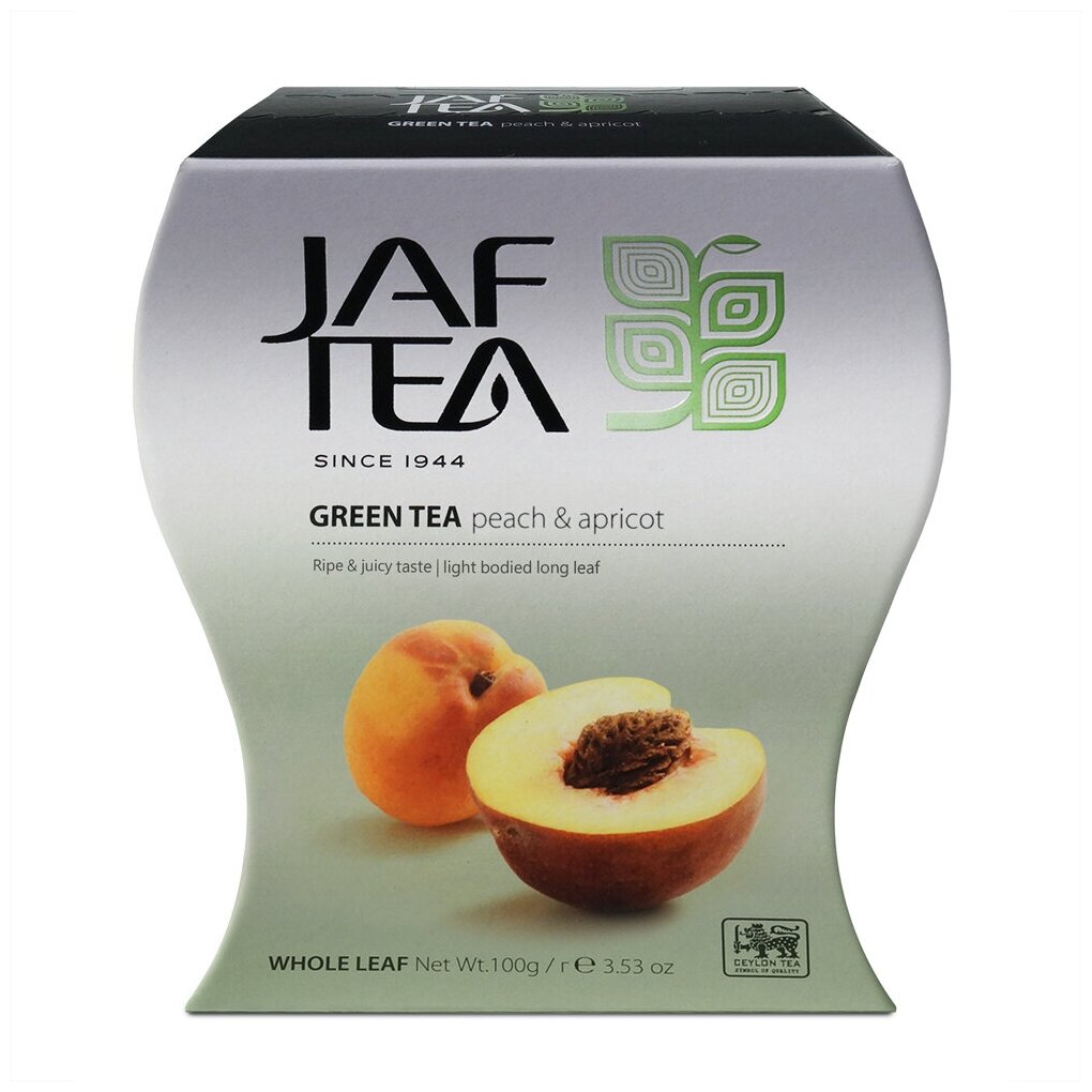 Чай зелёный JAF TEA Peach+Apricot листовой с персиком и абрикосом, 100 г.
