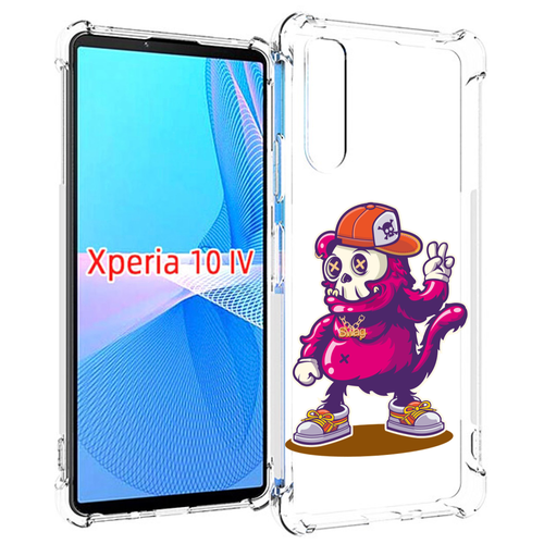 Чехол MyPads крутой-обезьян-в-кепке для Sony Xperia 10 IV (10-4) задняя-панель-накладка-бампер