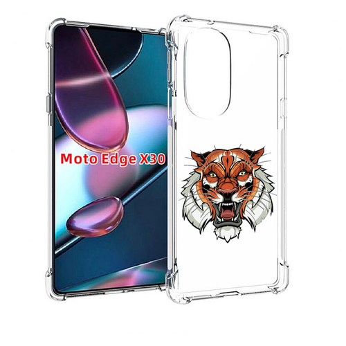 Чехол MyPads оранжевый седой тигр для Motorola Moto Edge X30 задняя-панель-накладка-бампер