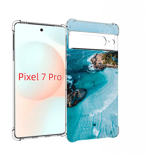 Чехол MyPads красивый голубой залив для Google Pixel 7 Pro задняя-панель-накладка-бампер