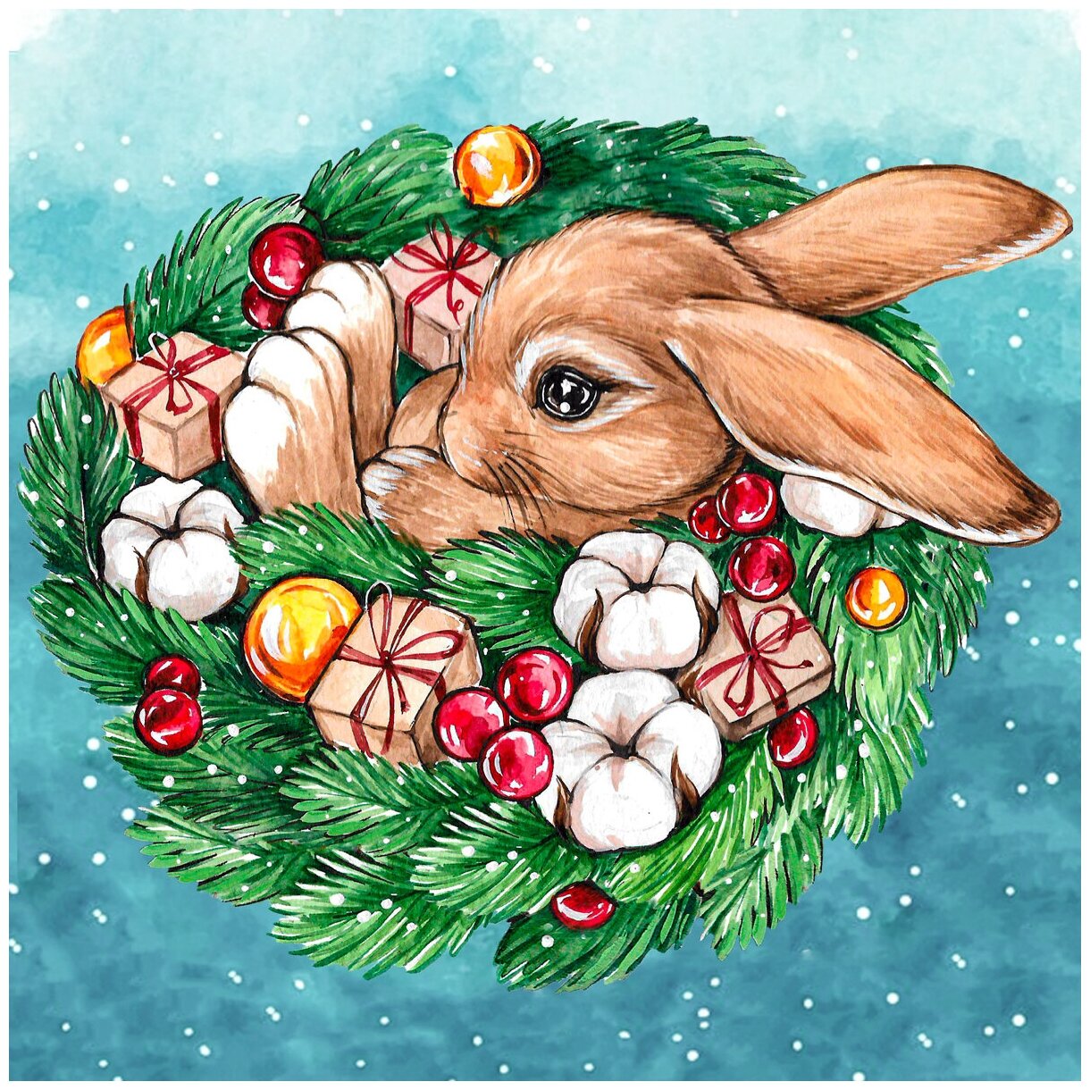 Алмазная вышивка фрея ALVK-112 Веселый зайка 30x30