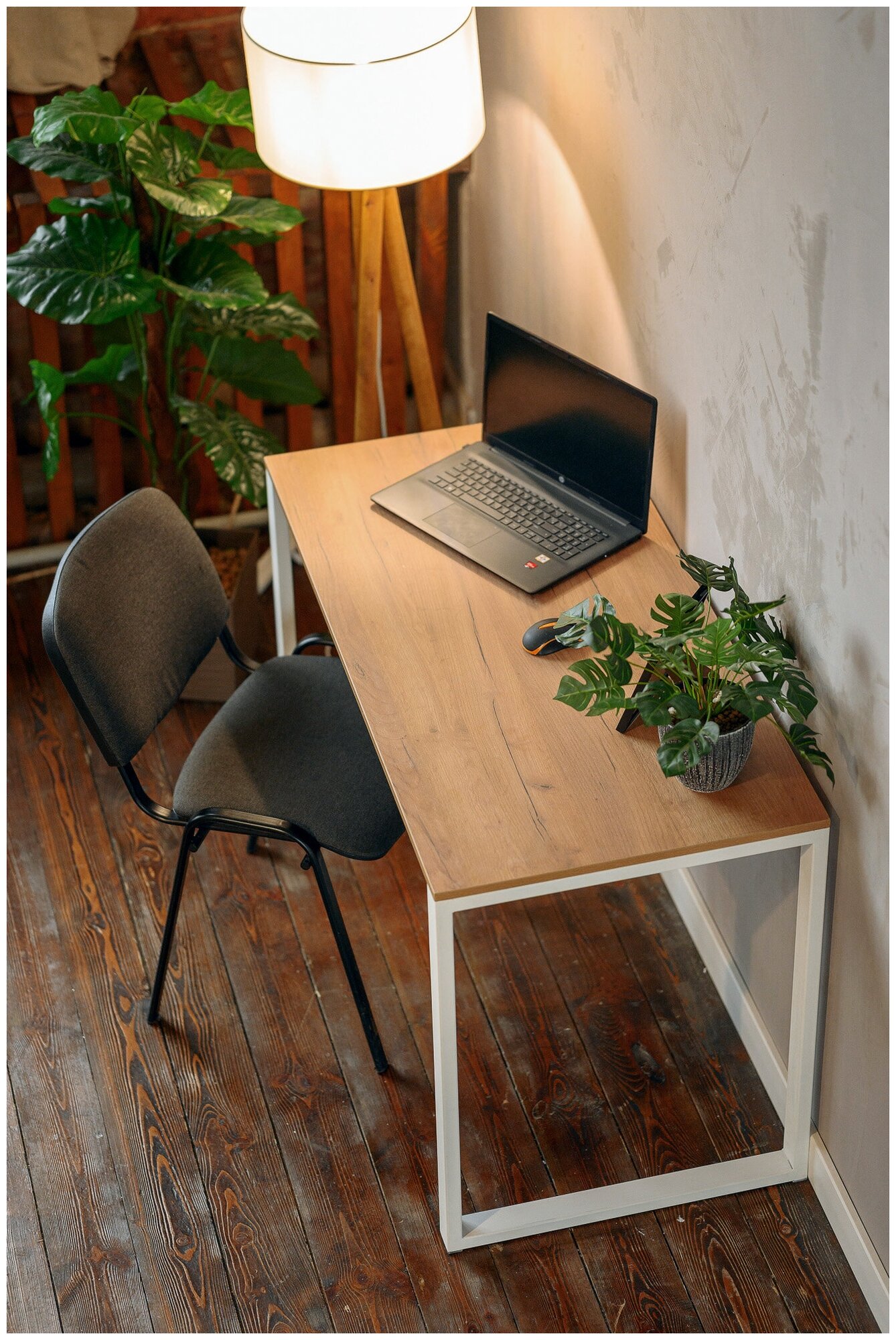 Стол письменный, компьютерный, рабочий, лофт, офисный Birman 120х60, дуб/белый каркас - фотография № 11