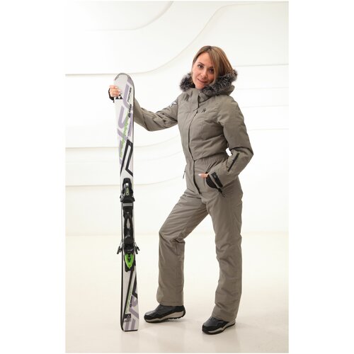Комбинезон Sunenergy+ для сноубординга, зимний, силуэт прямой, карманы, капюшон, мембранный, размер 48-170, хаки