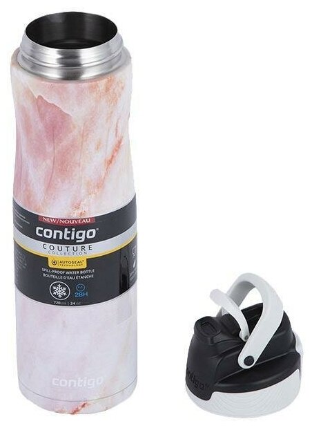 Термос-бутылка Contigo Couture Chill 0.72л. белый/розовый (2127884) - фотография № 6