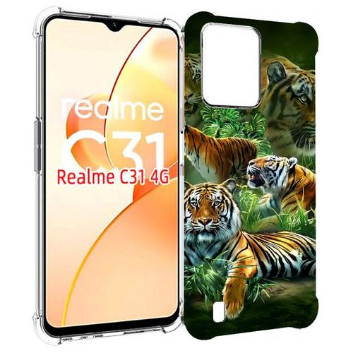 Чехол MyPads Тигры для OPPO Realme C31 задняя-панель-накладка-бампер чехол mypads шуршуля для oppo realme c31 задняя панель накладка бампер