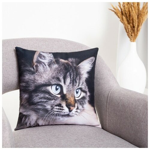 Подушка декоративная, размер 35х35 см, габардин, холлофайбер, полиэстер100%