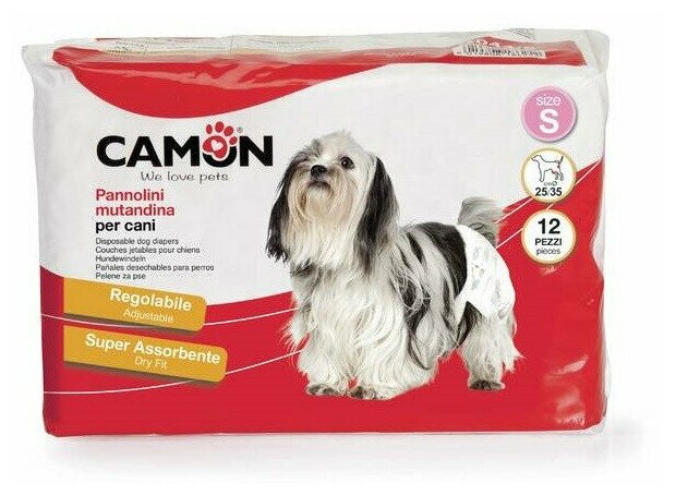 Camon подгузники для собак и кошек , размер S (25-35 см), 12 шт
