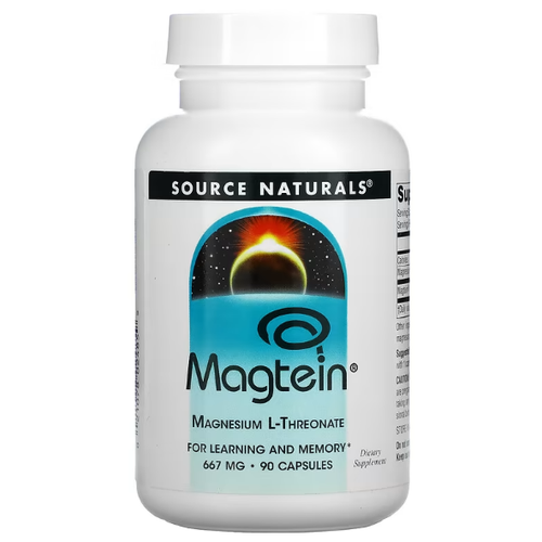 L-треонат магния, Magtein, 667 мг, 90 капсул Source Naturals