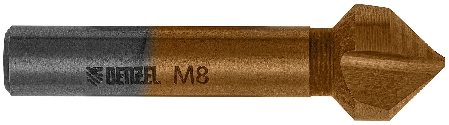 Зенковка конусная под М8, Hss, по металлу, цилиндрический хвостовик, Denzel, 72308 . - фотография № 12