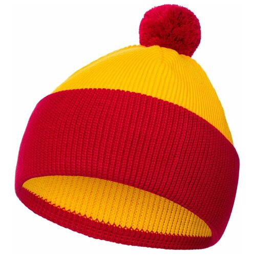 Шапка бини teplo, размер One Size, желтый, красный шапка бини teplo размер one size оранжевый красный