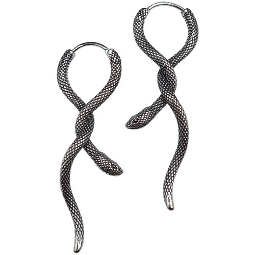 серьги змеи женские Серьги , размер/диаметр 12 мм, серый, серебряный