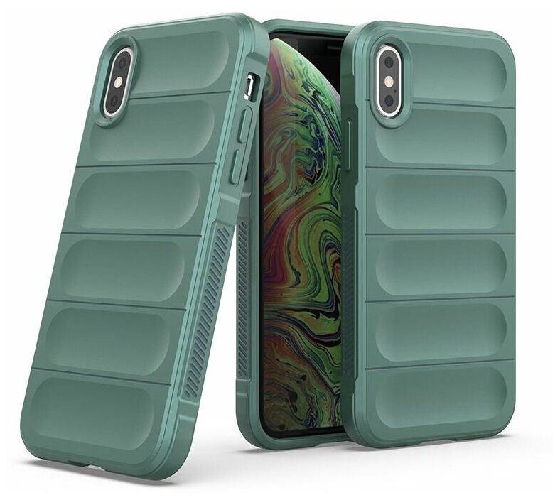 Противоударный чехол Flexible Case для iPhone XS Max зеленый — фото 1