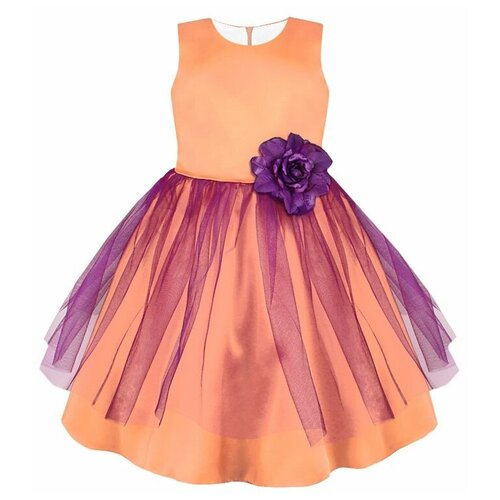 Нарядное персиковое платье для девочки 82361-ДН19 30/122