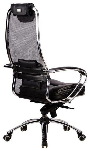 Кресло руководителя Метта Samurai SL-1, 03/SL-1, 04, сетка, кожа черная, механизм качания z302688897 - фотография № 4