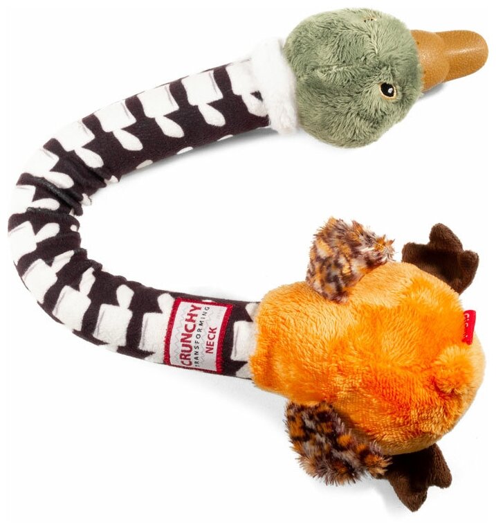 Gigwi игрушка для собак Утка с хрустящей шеей и пищалкой 54см, серия CRUNCHY NECK