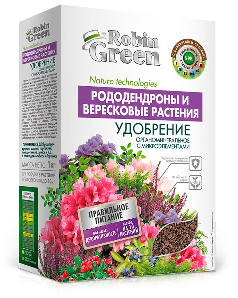 Удобрение сухое Робин Грин органоминеральное для Рододендронов и вересковых растений 1 кг