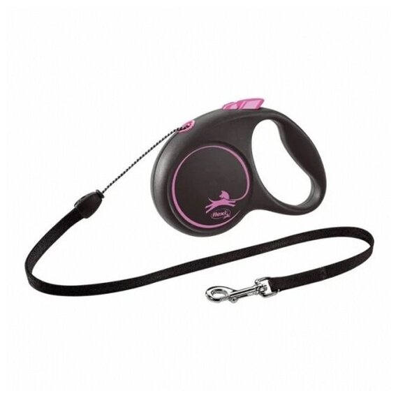 Поводок-рулетка Flexi Design cord S, 5 м, 12 кг, розовый