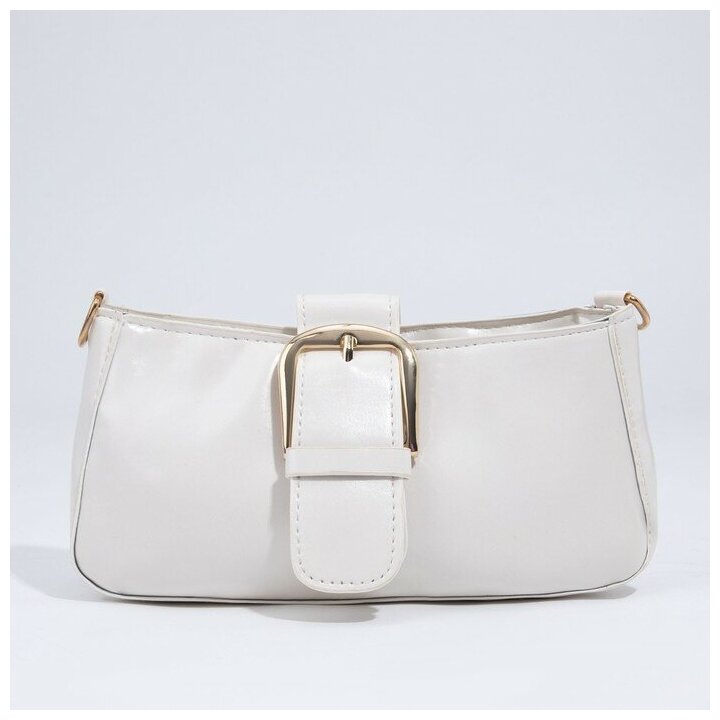 фото Сумка-багет на молнии, цвет белый